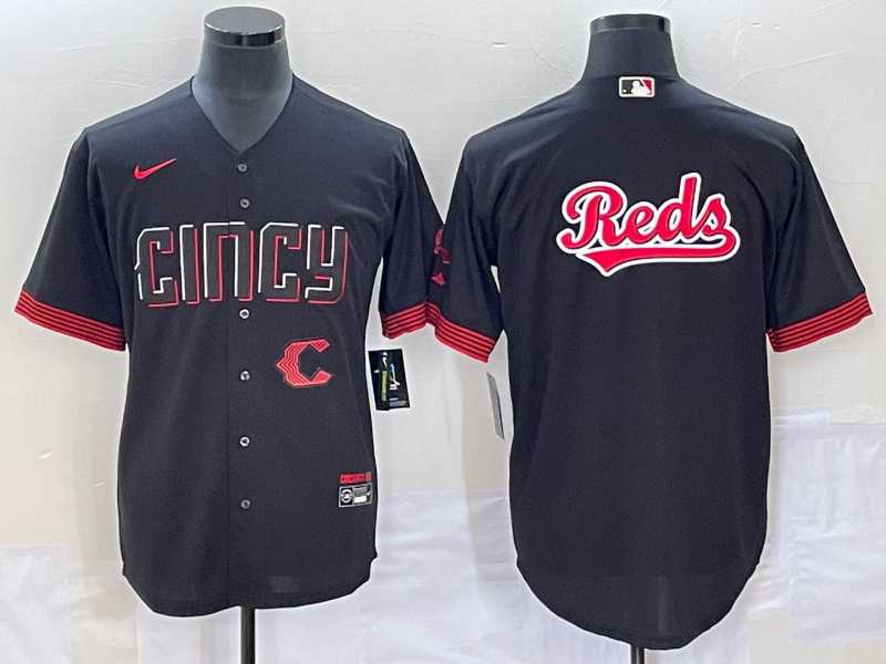 Men%27s Cincinnati Reds Big Logo Black 2023 City Connect Cool Base Stitched Jersey